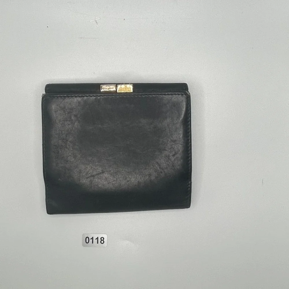 Salvatore Ferragamo‎ Black Leather Gancini Lock Tri Fold Wallet#118